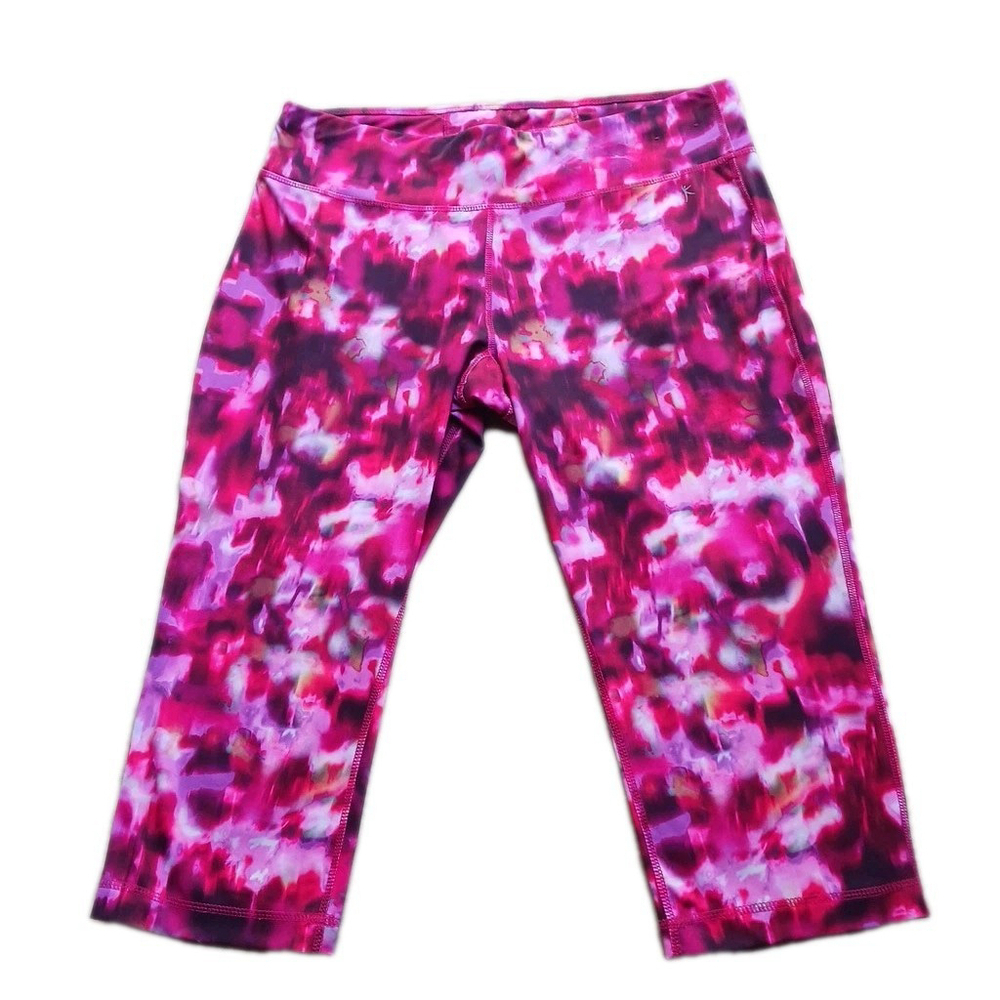 Danskin Now Festival Fuscia Ice Dye Capri Leggings Women's Large